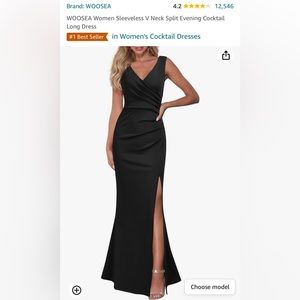 Women Sleeveless V Neck Split Evening Cocktail Long Dress